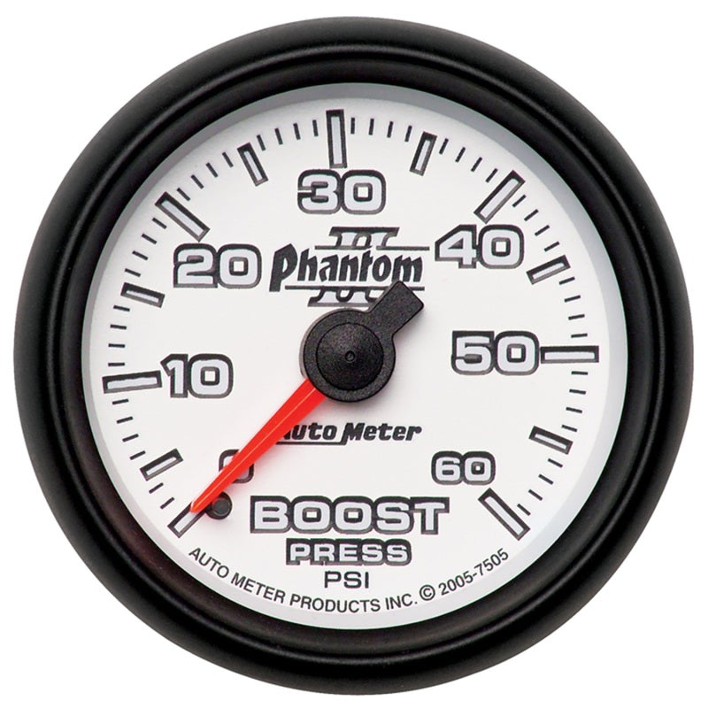 Autometer Phantom II 52.4mm Mechanical 0-60 PSI Boost Gauge 7505