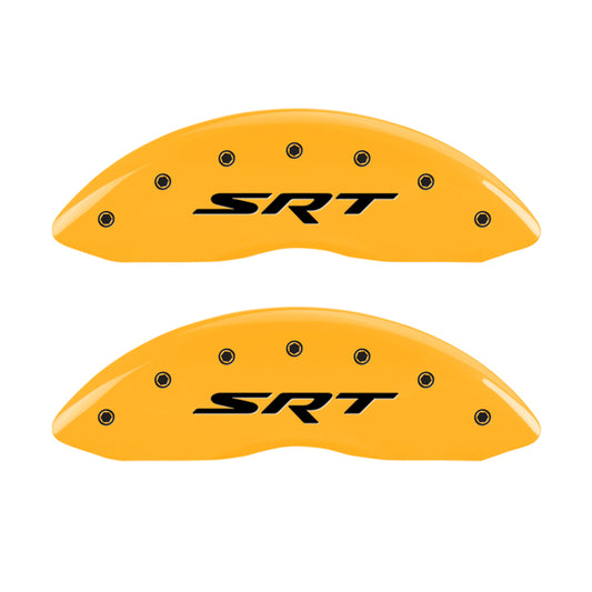 MGP 4 Caliper Covers Engraved Front & Rear Srt Yellow Finish Black Char 2006 Jeep Commander MGP