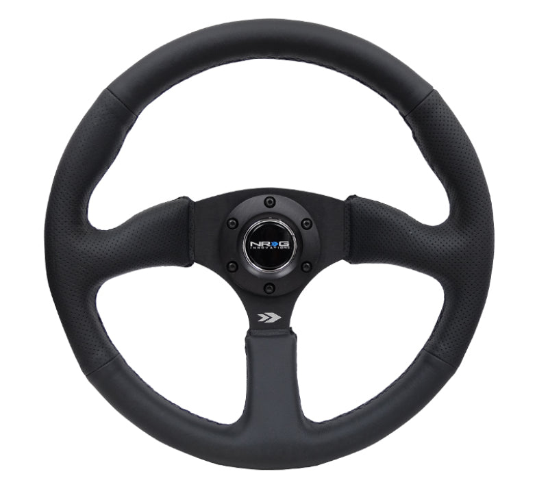 NRG Commander Series Reinforced Steering Wheel 350mm Black Spoke (Leather) - eliteracefab.com