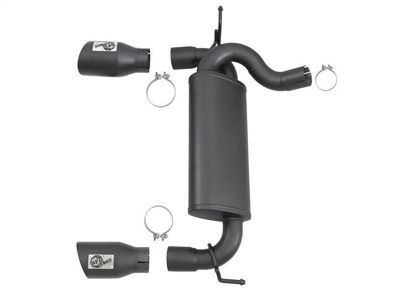 aFe Rebel Series 2.5in 409 SS Axle-Back Exhaust w/ Black Tips 2007+ Jeep Wrangler (JK) V6 3.6L/3.8L - eliteracefab.com