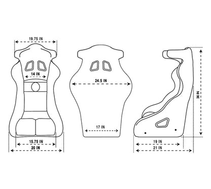 NRG FIA Competition Seat w/ Competition Fabric/ FIA homologated/ Head Containment - Medium - FRP-RS600M