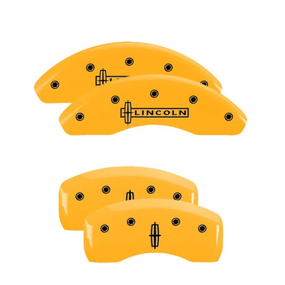 MGP 4 Caliper Covers Engraved Front Lincoln Rear Star Logo Yellow Finish Black Char 2011 Lincoln MKZ MGP