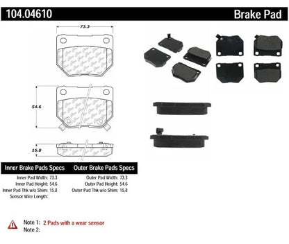 POSIQUIET 89-96 NISSAN 300ZX SEMI-METALLIC REAR BRAKE PADS, 104.04610 - eliteracefab.com