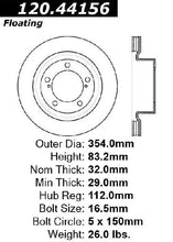 Load image into Gallery viewer, CENTRIC PERFORMANCE BRAKE ROTOR, 120.44156 - eliteracefab.com