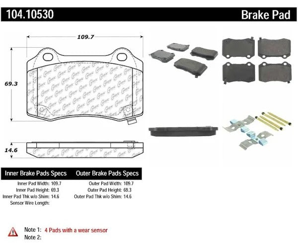 POSIQUIET 06-08 GRAND CHEROKEE SRT-8 / 08 CHALLENGER SRT-8 DELUXE PLUS REAR BRAKE BRAKE PADS, 104.10530 - eliteracefab.com