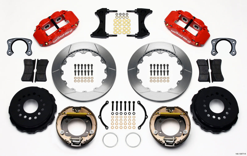 Wilwood Narrow Superlite 4R Rear P-Brk Kit 12.88in Red Big Ford New Style 2.50in Off Stag Mount Wilwood