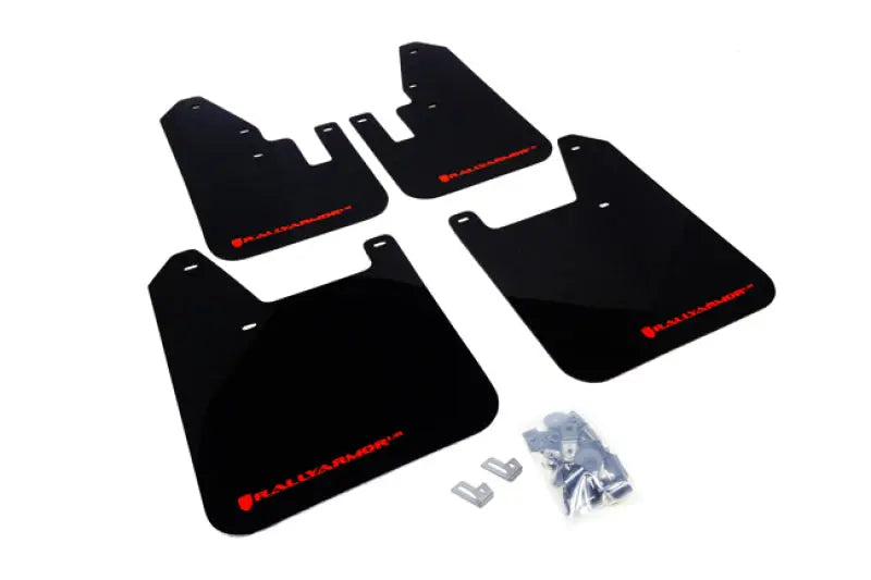 Rally Armor UR Mudflaps Black Urethane Red Logo 1998-2002 Forester - eliteracefab.com
