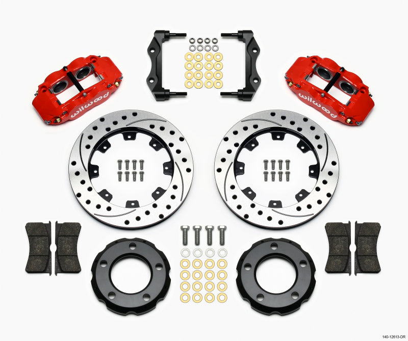 Wilwood Narrow Superlite 4R Front Kit 12.19in Drilled Red 82-86 Jeep CJ Wilwood
