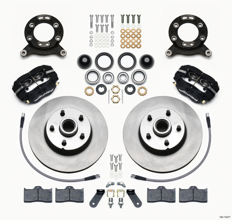 Wilwood Forged Dynalite-M Front Kit 11.30in 1 PC Rotor&Hub 1970-1973 Mustang Disc & Drum Spindle - eliteracefab.com