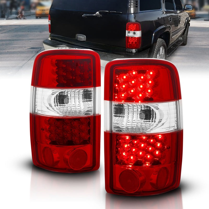 ANZO 2000-2006 Chevrolet Suburban LED Taillights Red/Clear - eliteracefab.com