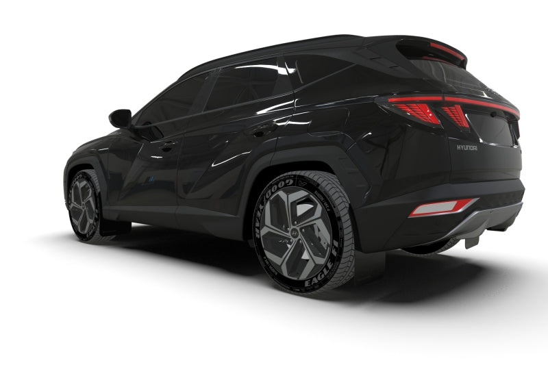 Rally Armor 2022 Hyundai Tucson Black UR Mud Flap w/ White Logo - eliteracefab.com