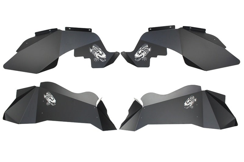 Fishbone Offroad 07-18 Jeep Wrangler JK Logo Aluminum Inner Fenders - Black Powdercoat - eliteracefab.com