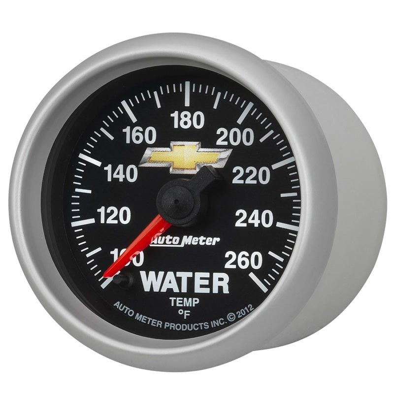 AutoMeter Gauge Water Temp 2-1/16in. 100-260 Deg. F Digital Stepper Motor Chevy Gold Bowtie 880446