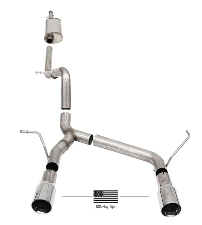 Corsa 18-21 Jeep Wrangler JLU 3.6L 2.75in Sport Cat-Back Exhaust w/ American Flag Tips - eliteracefab.com