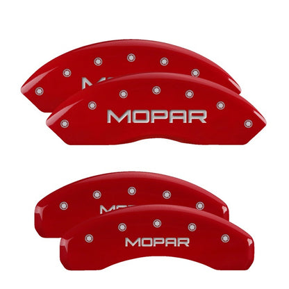 MGP 4 Caliper Covers Engraved Front & Rear Mopar Red Finish Silver Char 2019 Jeep Wrangler MGP