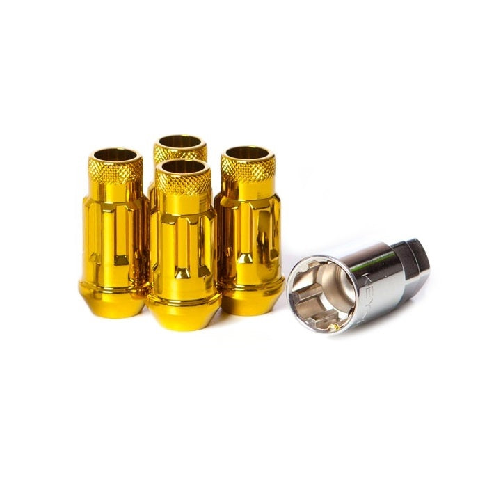 WHEEL MATE MUTEKI SR48 OPEN END LOCKING LUG NUT SET OF 4 – GOLD CHROME 12×1.25 48MM - eliteracefab.com