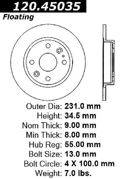 CENTRIC 90-93 MAZDA MIATA CONVERTIBLE 2DR 1.6L REAR PREMIUM BRAKE ROTOR, 120.45035 - eliteracefab.com