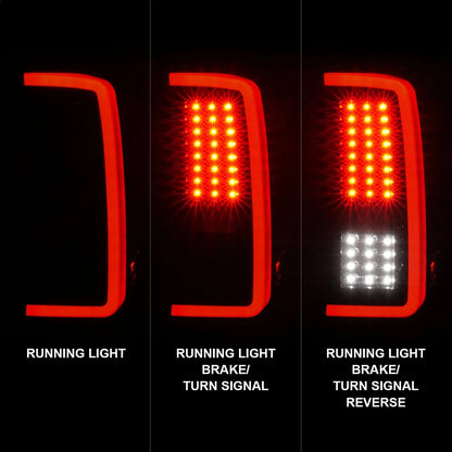 ANZO 2007-2013 Chevrolet Silverado1500/ 2500/ 3500 LED Tail Lights w/ Light Bar Black Housing Smoke - eliteracefab.com