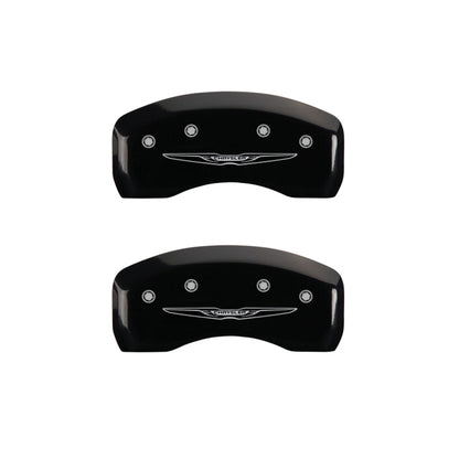 MGP 4 Caliper Covers Engraved Front & Rear Style 2/Chrysler Wing Black finish silver ch MGP