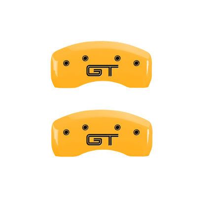 MGP 4 Caliper Covers Engraved Front Mustang Rear S197/GT Yellow Finish Black Char 2003 Ford Mustang MGP