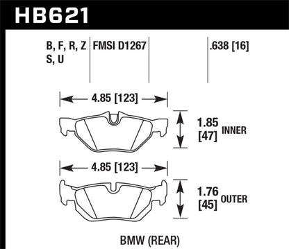 Hawk Performance ER-1 Rear Brake Pads - HB621D.638 Hawk Performance