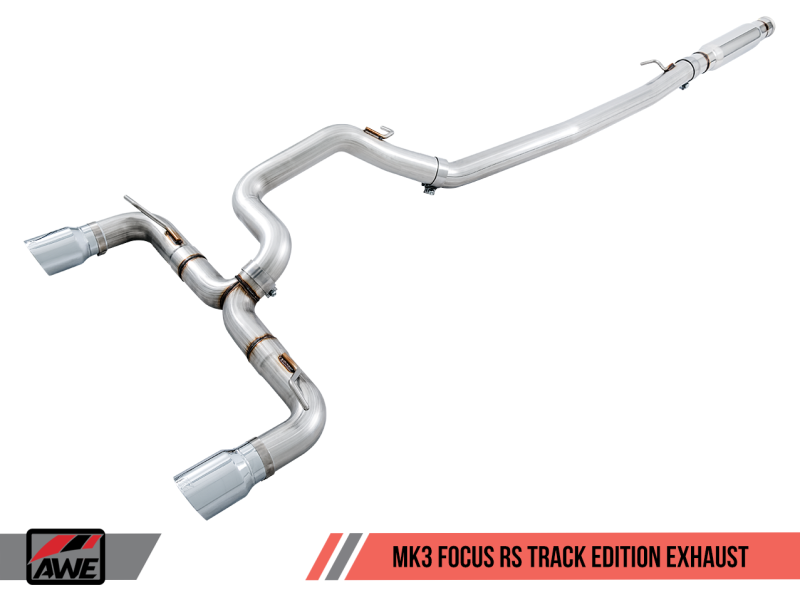 AWE Tuning Ford Focus RS Track Edition Cat-back Exhaust - Chrome Silver Tips - eliteracefab.com