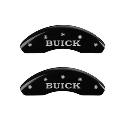 MGP 4 Caliper Covers Engraved Front Buick Engraved Rear Buick Shield Black finish silver ch MGP