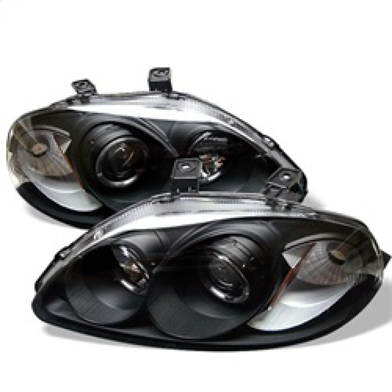 Spyder Honda Civic 96-98 Projector Headlights LED Halo Amber Reflctr Blk PRO-YD-HC96-AM-BK - eliteracefab.com