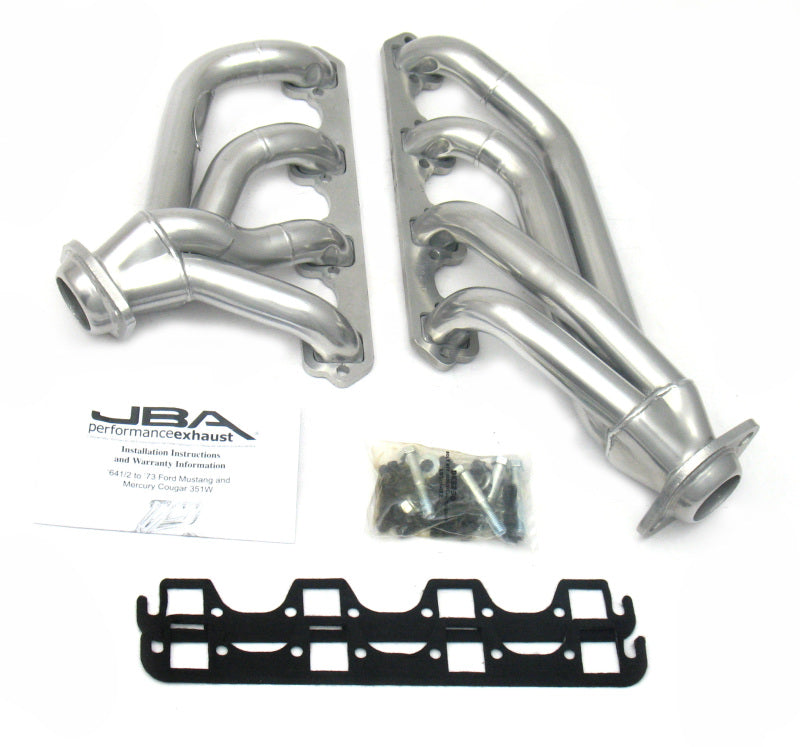 JBA 1653SJS | 65-73 FORD MUSTANG 351W SBF 1-5/8IN PRIMARY SILVER CTD MID LENGTH HEADER; 1965-1973 - eliteracefab.com