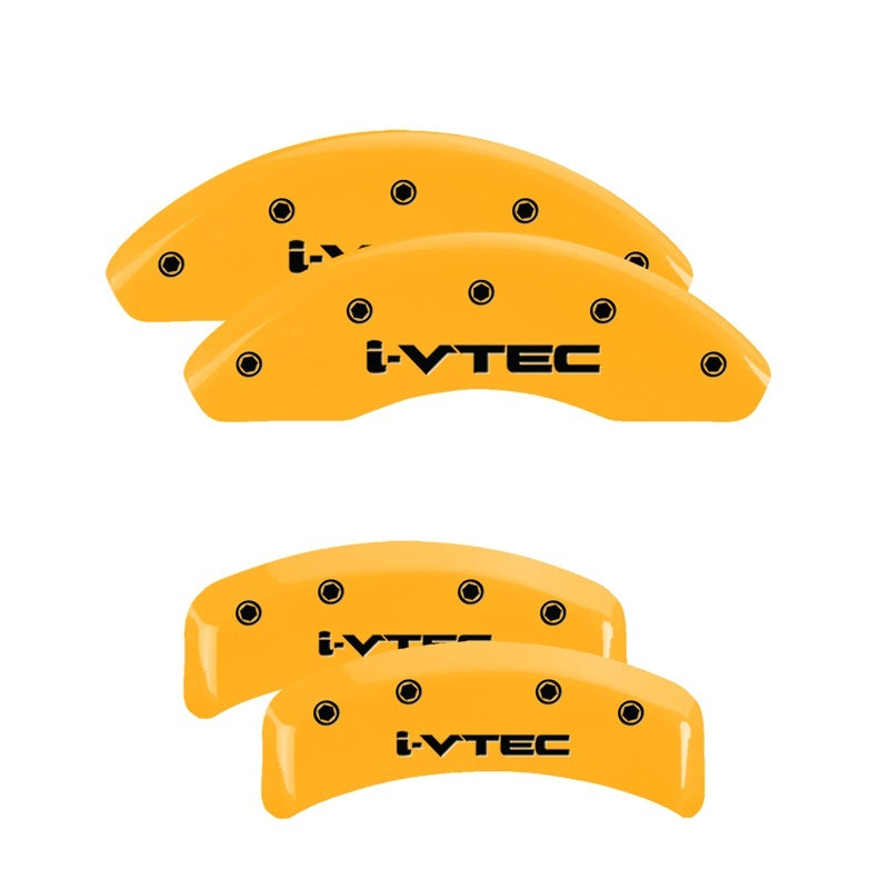 MGP 4 Caliper Covers Engraved Front & Rear i-Vtec Yellow finish black ch MGP