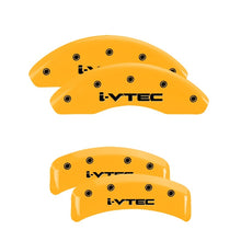 Load image into Gallery viewer, MGP 4 Caliper Covers Engraved Front &amp; Rear i-Vtec Yellow finish black ch MGP