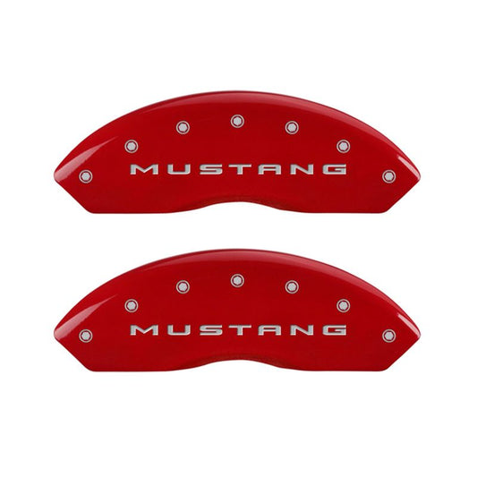 MGP 4 Caliper Covers Engraved Front 2015/Mustang Engraved Rear 2015/37 Red finish silver ch MGP
