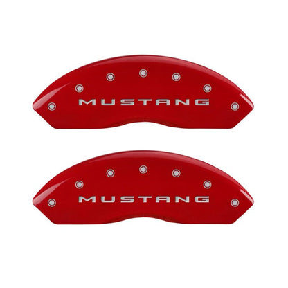 MGP 4 Caliper Covers Engraved Front 2015/Mustang Engraved Rear 2015/Bar & Pony Red finish silver ch - eliteracefab.com