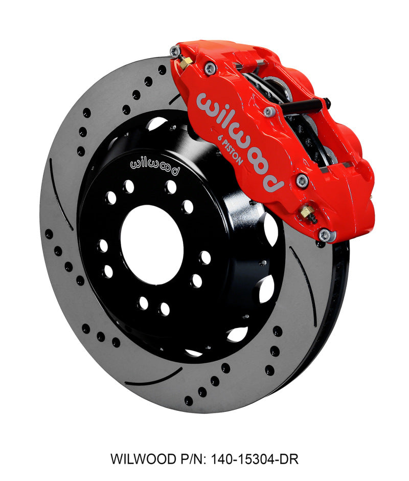 Wilwood Narrow Superlite 6R Front Hat Kit 14.00 Drilled Red 63-87 C10 w/ Wilwood Pro Spindles Wilwood