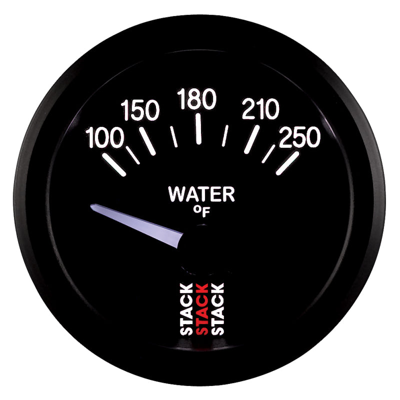 Autometer Stack 52mm 100-250 Deg F 1/8in NPTF Electric Water Temp Gauge - Black ST3208