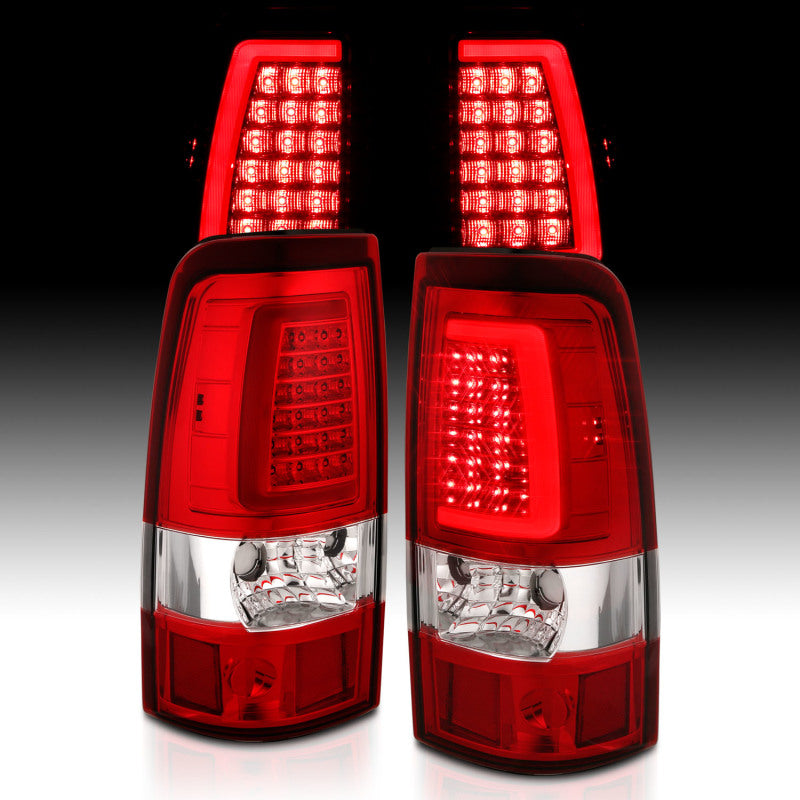 ANZO 2003-2006 Chevy Silverado 1500 LED Taillights Plank Style Chrome With Red/Clear Lens - eliteracefab.com