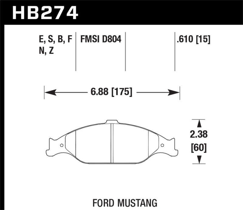 Hawk Performance HPS 5.0 Front Brake Pads - HB274B.610