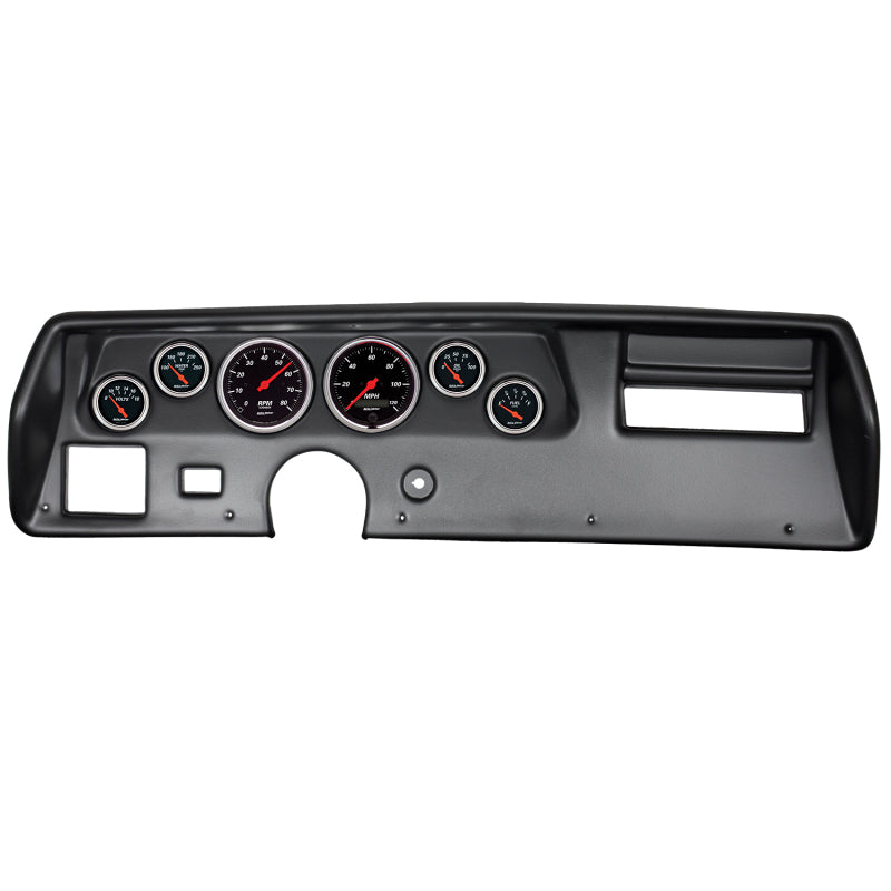 Autometer Designer Black 70-72 Chevelle SS/El Camino Dash Kit 6pc Tach/ MPH/ Fuel/ Oil/ WTMP/ Volt 7025-DB