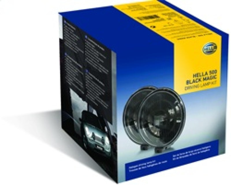Hella 500 Series 12V Black Magic Halogen Driving Lamp Kit - eliteracefab.com
