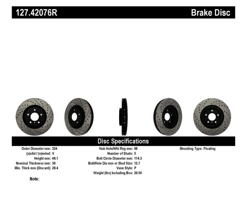 StopTech Slotted & Drilled Sport Brake Rotor - eliteracefab.com