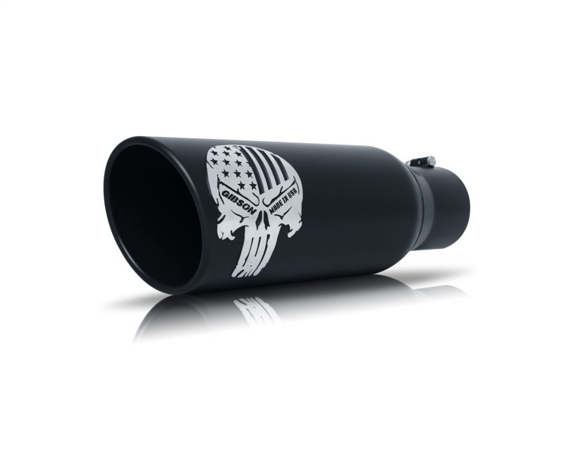 Gibson Patriot Skull Rolled Edge Angle-Cut Tip - 5in OD/3.5in Inlet/12in Length Outlet - Blk Ceramic Gibson
