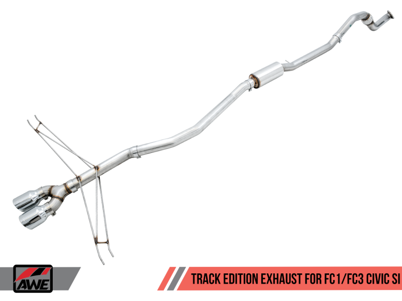 AWE Tuning 2016+ Honda Civic Si Track Edition Exhaust w/Front Pipe & Dual Chrome Silver Tips - eliteracefab.com