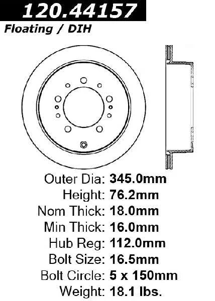 CENTRIC PERFORMANCE BRAKE ROTOR, 120.44157 - eliteracefab.com