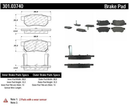 CENTRIC CENTRIC PREMIUM CERAMIC BRAKE PADS, 301.03740 - eliteracefab.com