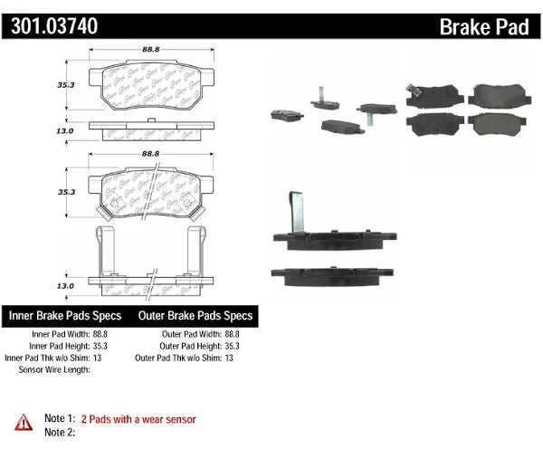 CENTRIC CENTRIC PREMIUM CERAMIC BRAKE PADS, 301.03740 - eliteracefab.com