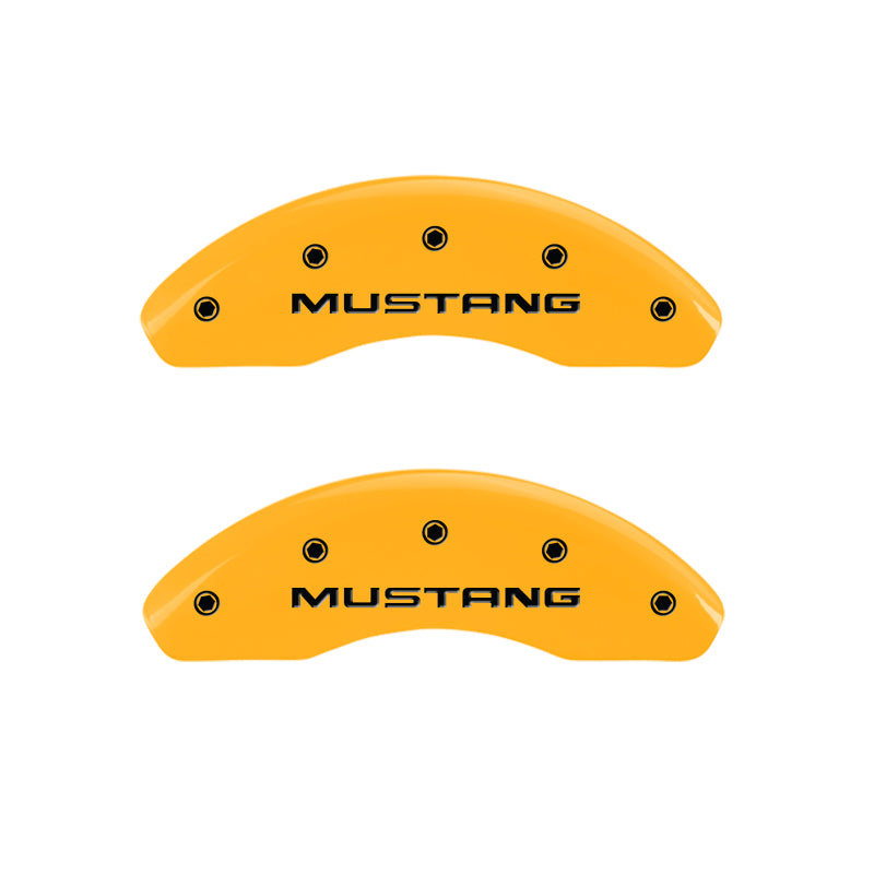 MGP 4 Caliper Covers Engraved Front Mustang Rear Pony Yellow Finish Black Char 1997 Ford Mustang MGP