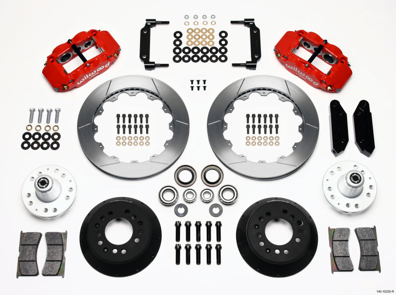 Wilwood Narrow Superlite 6R Front Hub Kit 12.88in Red 1970-1973 Mustang Disc Spindle Wilwood