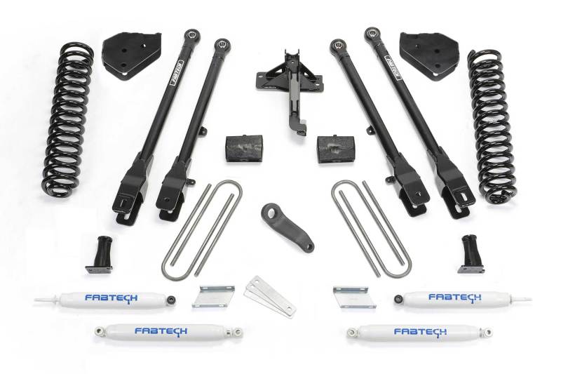 Fabtech 17-21 Ford F250/F350 4WD Gas 6in 4Link Sys w/Coils & Perf Shks - eliteracefab.com