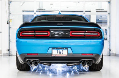 AWE Tuning 2015+ Dodge Challenger 6.4L/6.2L Non-Resonated Touring Edition Exhaust - Quad Silver Tips AWE Tuning