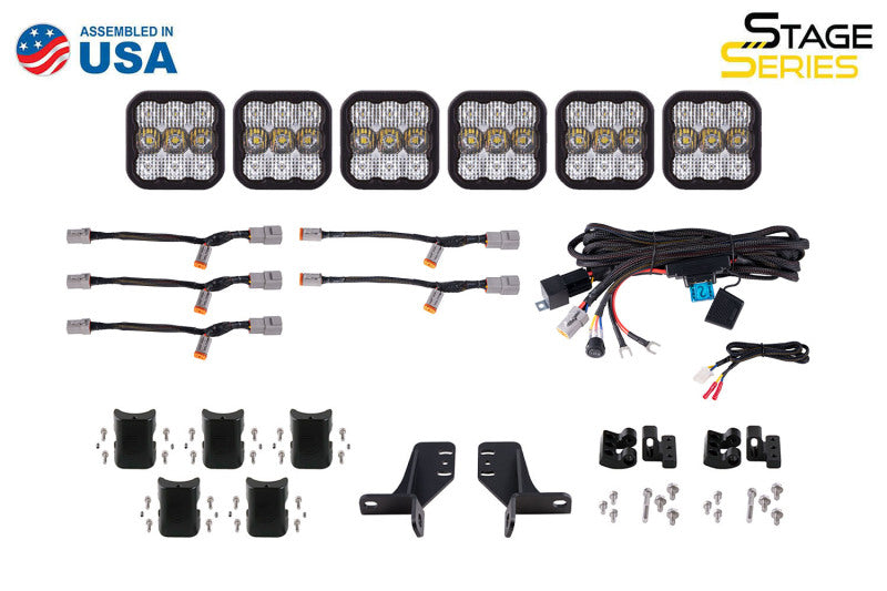 Diode Dynamics Bronco SS5 6-Pod CrossLink Grille Lightbar Kit Pro - White Combo